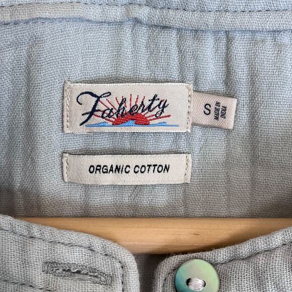 Faherty Dream Cotton Gauze Desmond Blouse Women Shirt Small Green Organic Cotton - Picture 5 of 7